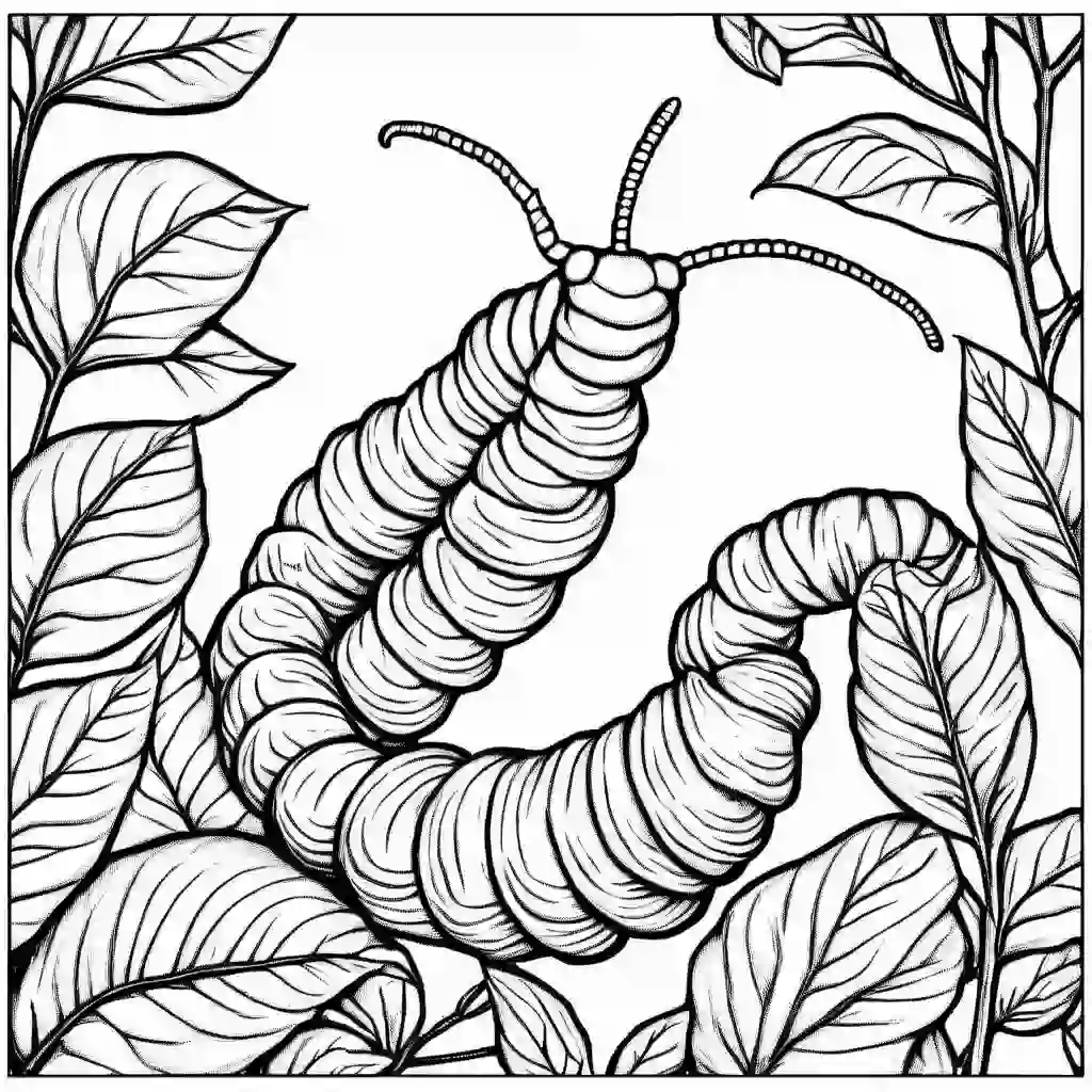 Silkworms coloring pages